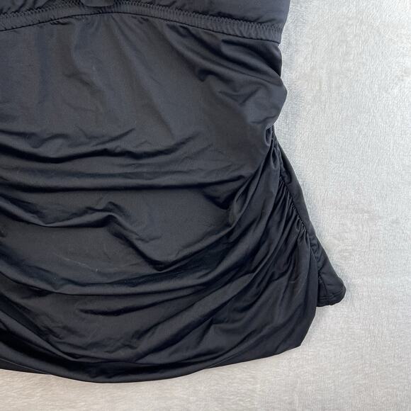 City Chic Plus S 16 Swimsuit Elba Tankini Top Off The Shoulder Ruched Black - Picture 6 of 15
